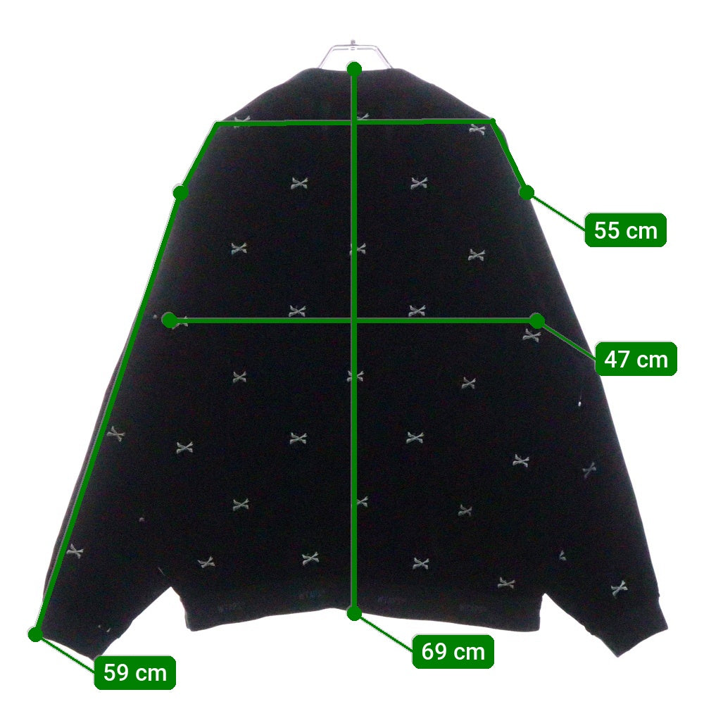 WTAPS(ダブルタップス) 23AW SMOCK / LS / POLY. VVT. TEXTILE クロスボーンベルベットスモック クルーネック ブラック 232TQDT-SHM04