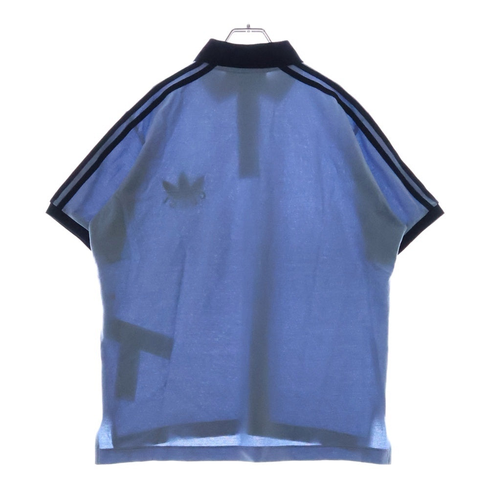 GUCCI(グッチ) ×adidas Piquet Polo Shirt アディダス トレフォイルロゴ 刺繍 ボウリング 半袖 ポロシャツ ブルー 700497 XJEVF