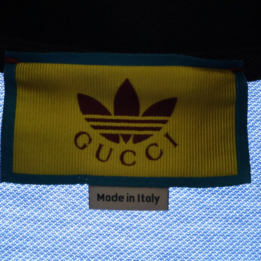 GUCCI(グッチ) ×adidas Piquet Polo Shirt アディダス トレフォイルロゴ 刺繍 ボウリング 半袖 ポロシャツ ブルー 700497 XJEVF