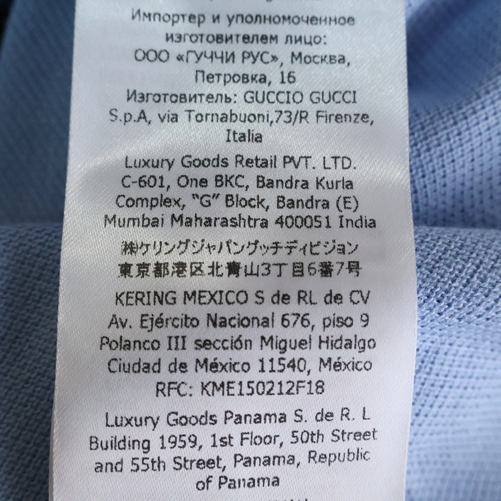 GUCCI(グッチ) ×adidas Piquet Polo Shirt アディダス トレフォイルロゴ 刺繍 ボウリング 半袖 ポロシャツ ブルー 700497 XJEVF