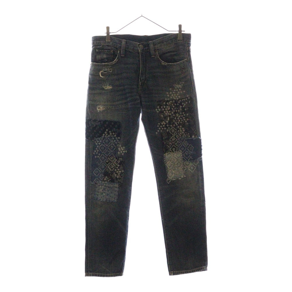 DENIM & SUPPLY RALPH LAUREN(デニム アンド サプライ ラルフローレン) ダメージ加工 刺し子 デニムパンツ インディゴ 288506831002