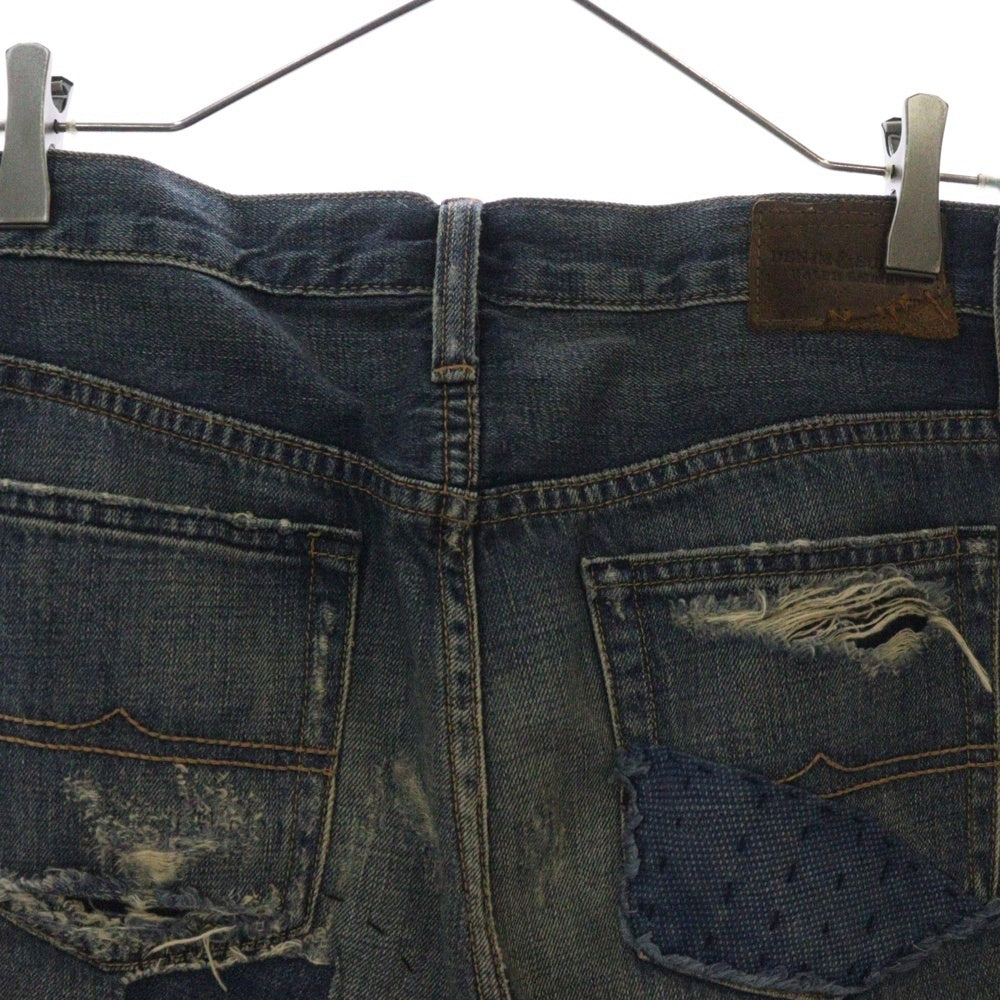 DENIM & SUPPLY RALPH LAUREN(デニム アンド サプライ ラルフローレン) ダメージ加工 刺し子 デニムパンツ インディゴ 288506831002