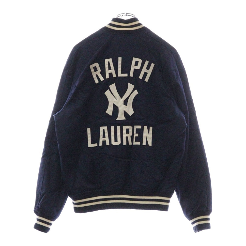 POLO RALPH LAUREN(ポロラルフローレン) ×MLB NEW YORK YANKEES BASEBALL JACKET エムエルビー ニューヨークヤンキース ベースボールジャケット サテン スタジアムジャケット ネイビー 710810481001