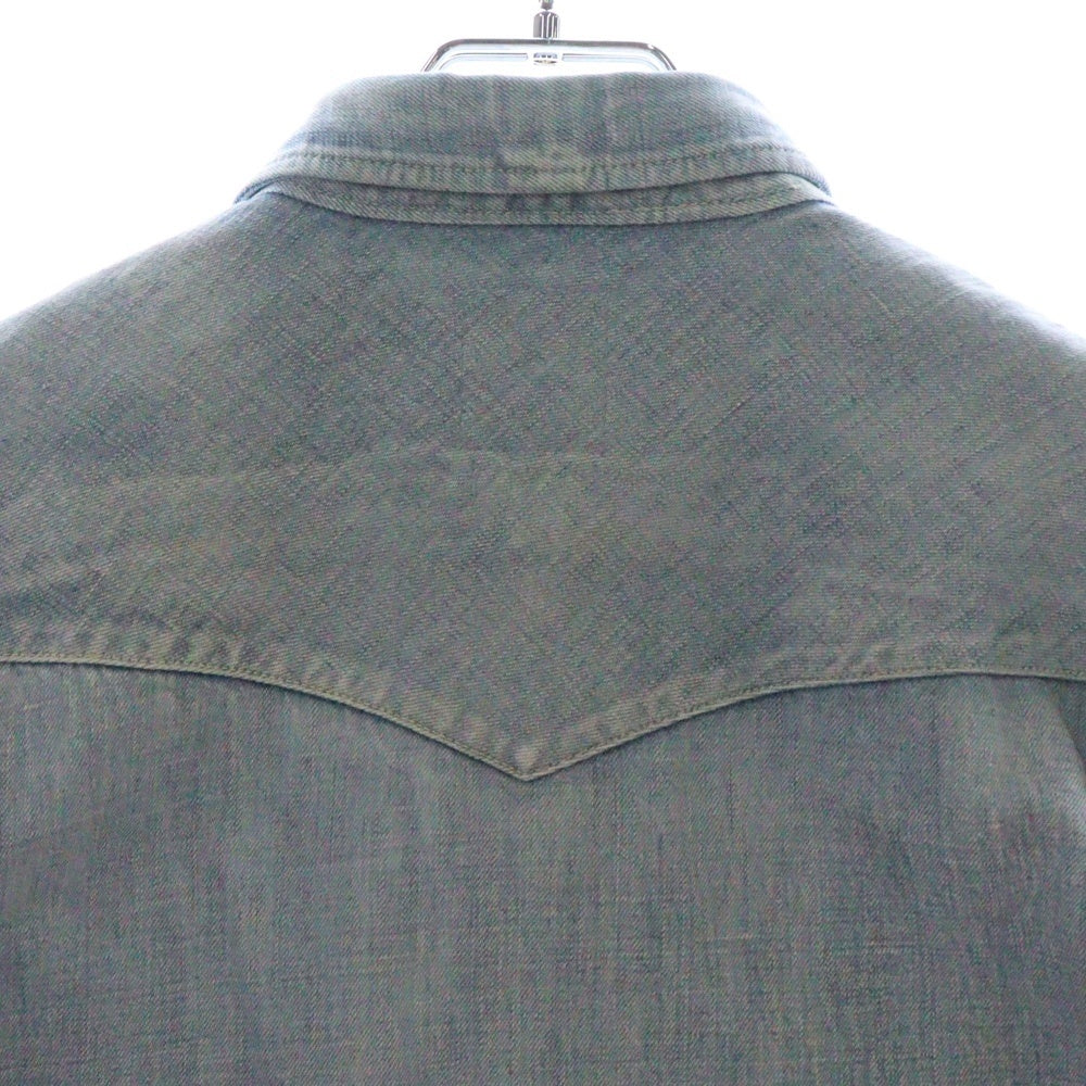 VISVIM(ヴィスヴィム) 13AW SS FOUR CORNERS SHIRT DAMAGED ベロア切替 ウエスタンデニムシャツ インディゴ/イエロー 0113205007005