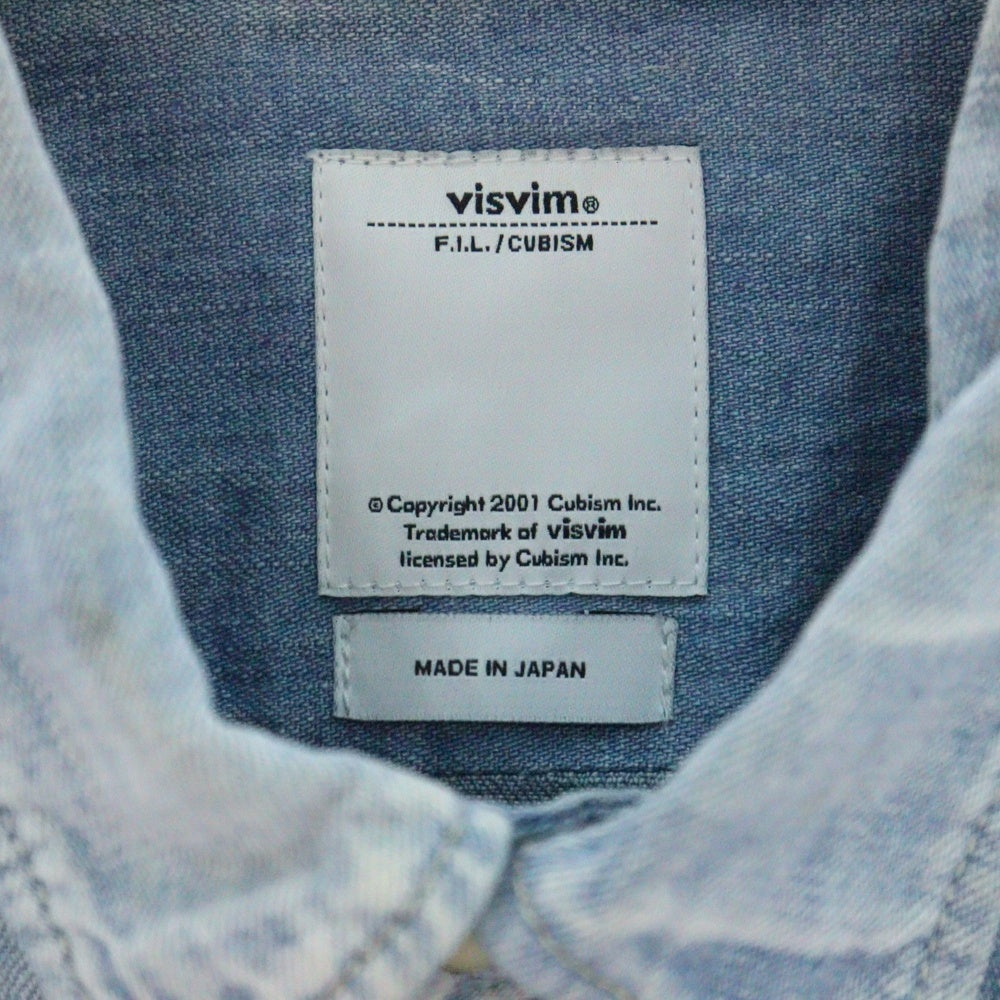 VISVIM(ヴィスヴィム) 13AW SS FOUR CORNERS SHIRT DAMAGED ベロア切替 ウエスタンデニムシャツ インディゴ/イエロー 0113205007005