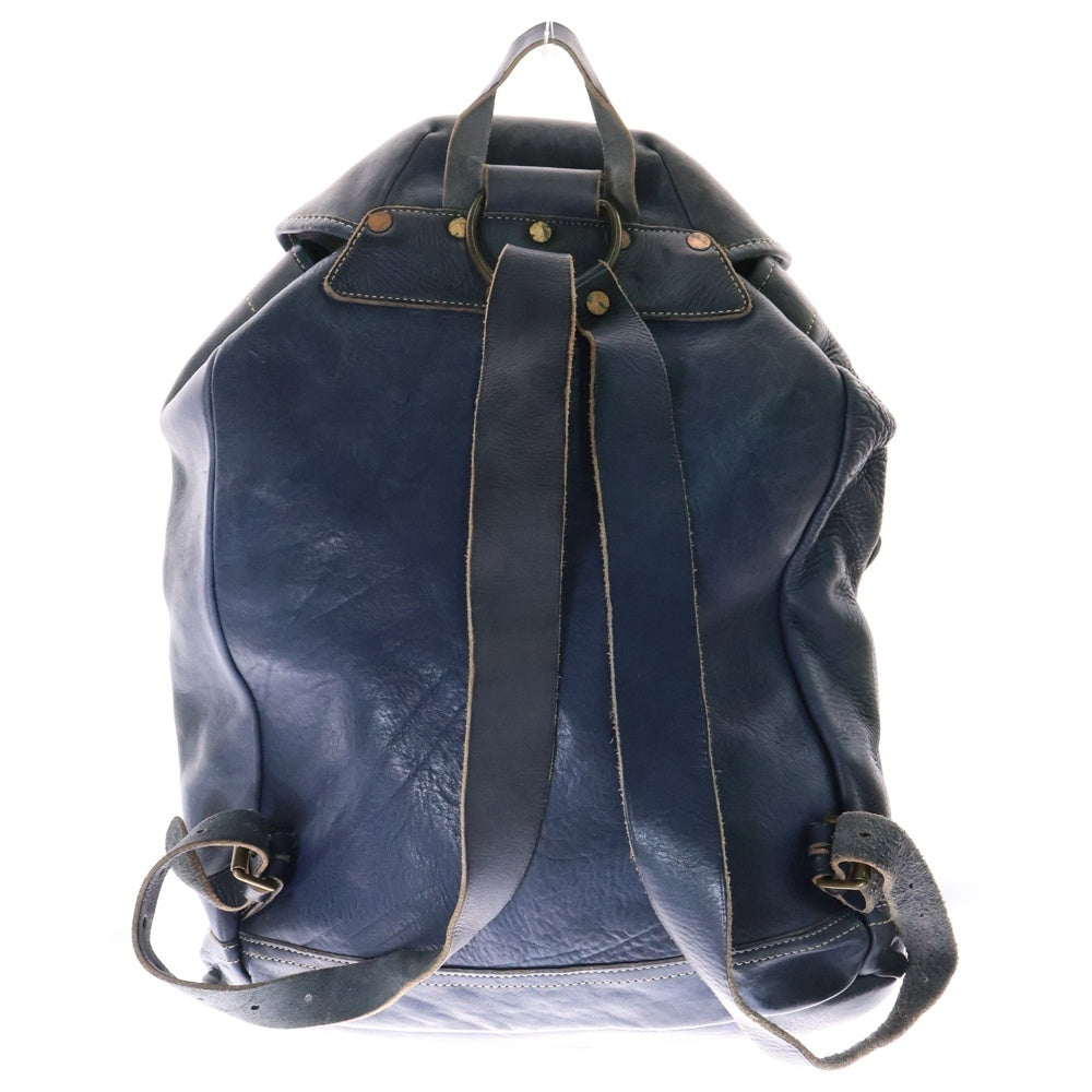 RRL(ダブルアールエル) ヴィンテージ加工 インディゴウォッシュ レザーバックパック ネイビー