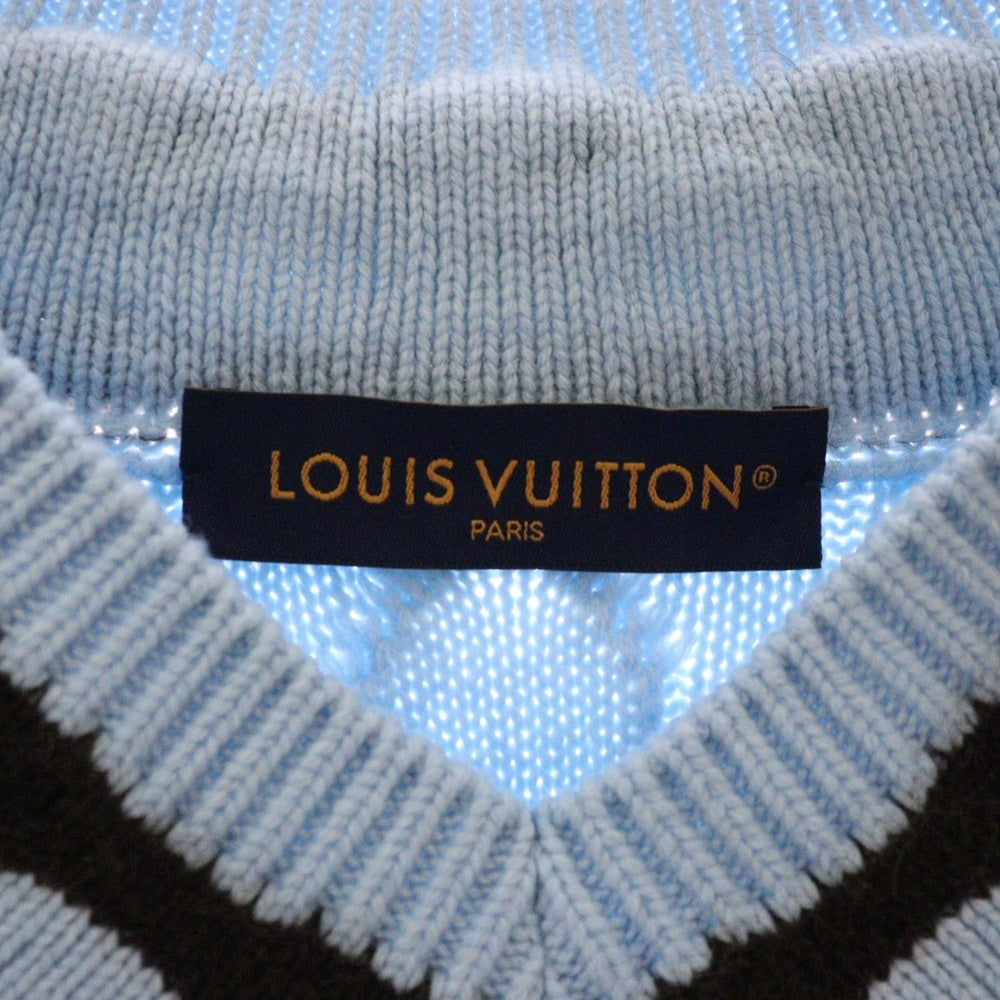 LOUIS VUITTON(ルイヴィトン) 24AW Vネック ケーブルニット セーター ライトブルー RM242MM JAX HRN09W