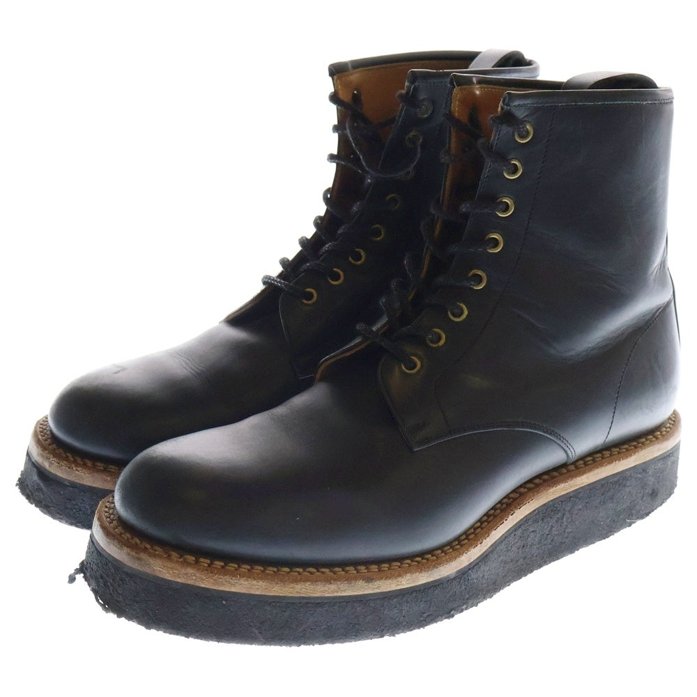 foot the coacher(フットザコーチャー) レースアップ レザー ブーツ ブラック