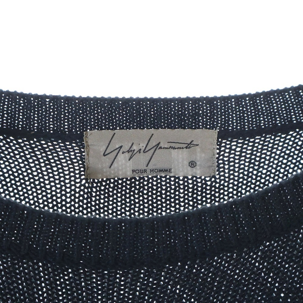 Yohji Yamamoto POUR HOMME(ヨウジヤマモト プールオム) 20SS 丸首A ニットセーター ブラック HN-K08-872