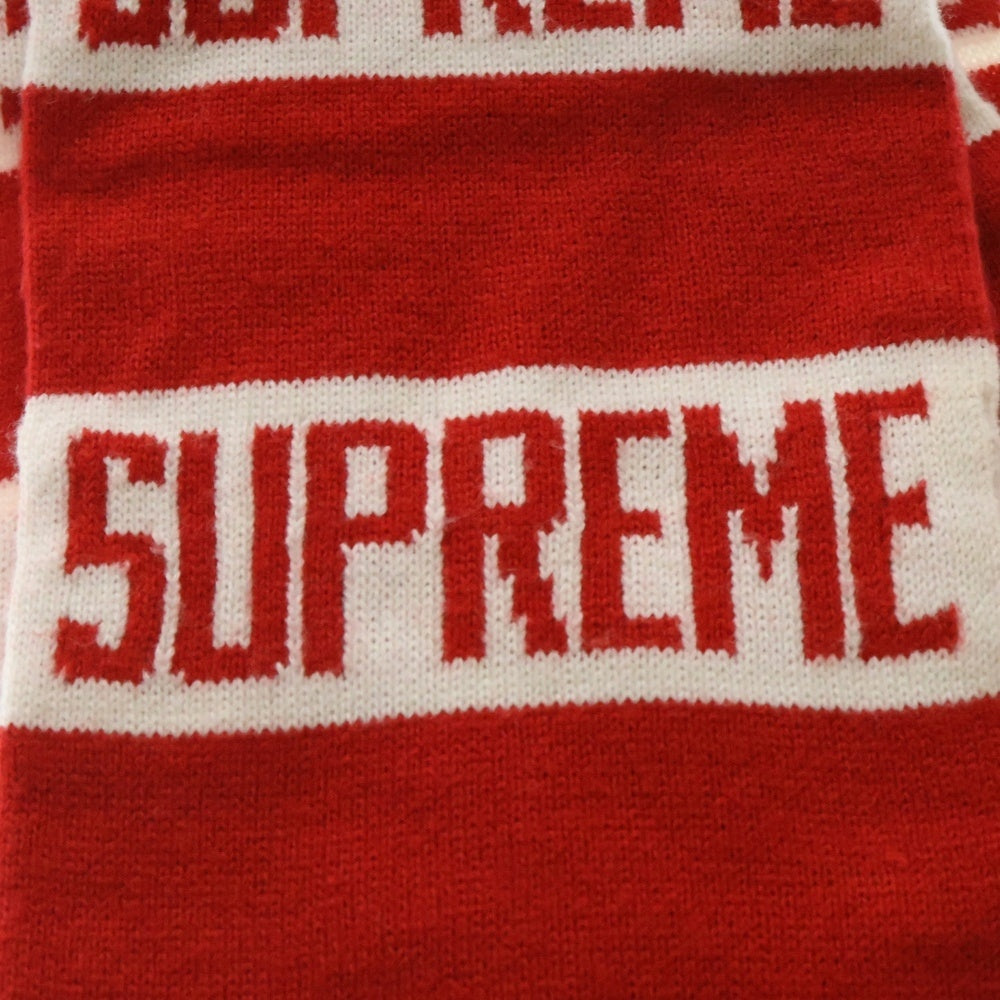 SUPREME(シュプリーム) 16AW Bar Stripe Scarf ストライプ ニットマフラー レッド/ホワイト