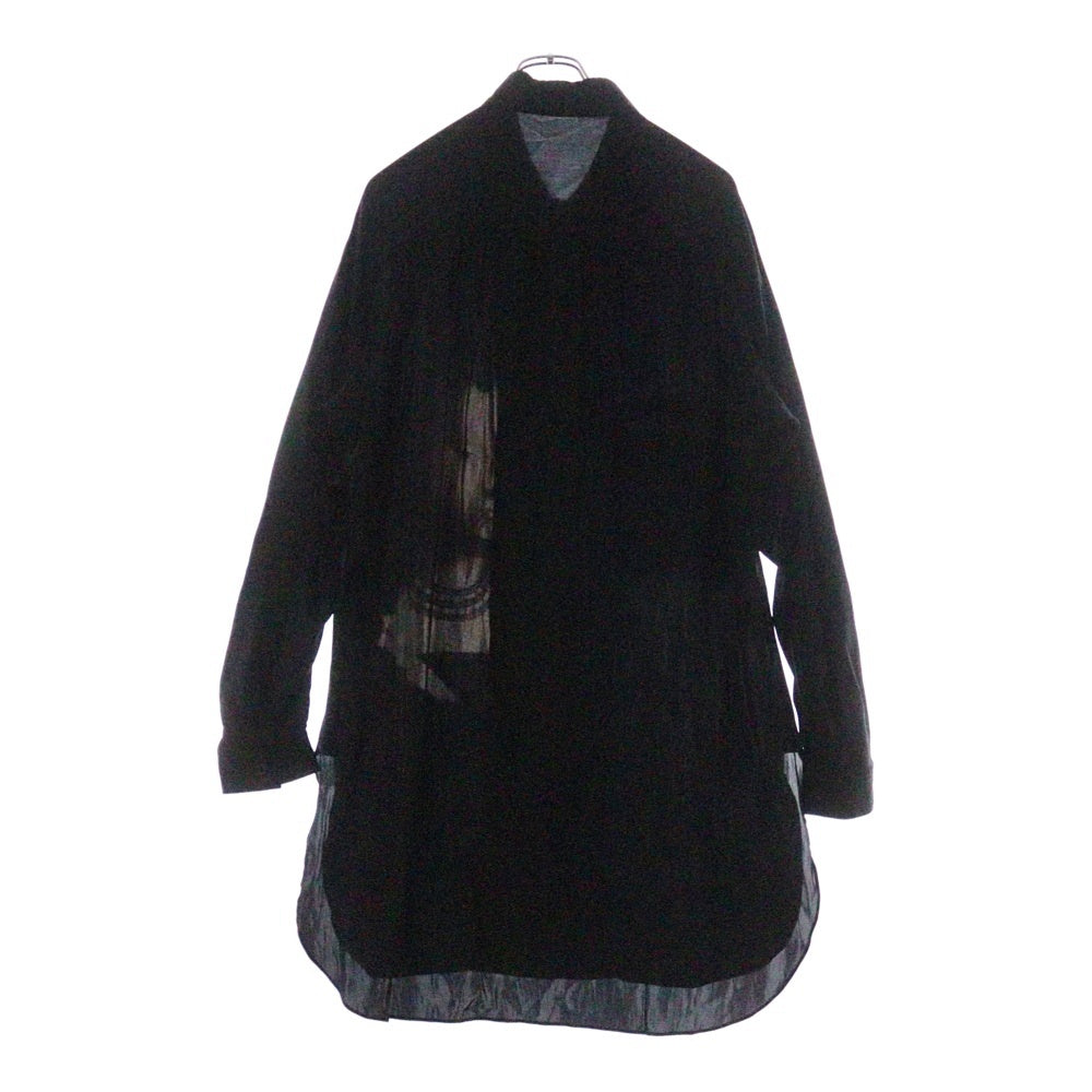 Yohji Yamamoto POUR HOMME(ヨウジヤマモト プールオム) 24SS young girl PB Portrait of Young Girl. プリント シルクサテン 衿角カンベルト付きブラウス ブラック HS-B49-408