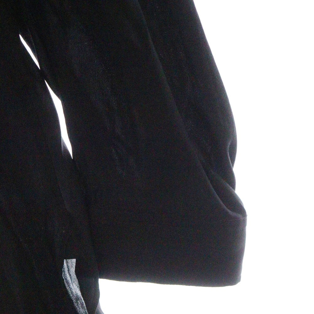 Yohji Yamamoto POUR HOMME(ヨウジヤマモト プールオム) 24SS young girl PB Portrait of Young Girl. プリント シルクサテン 衿角カンベルト付きブラウス ブラック HS-B49-408