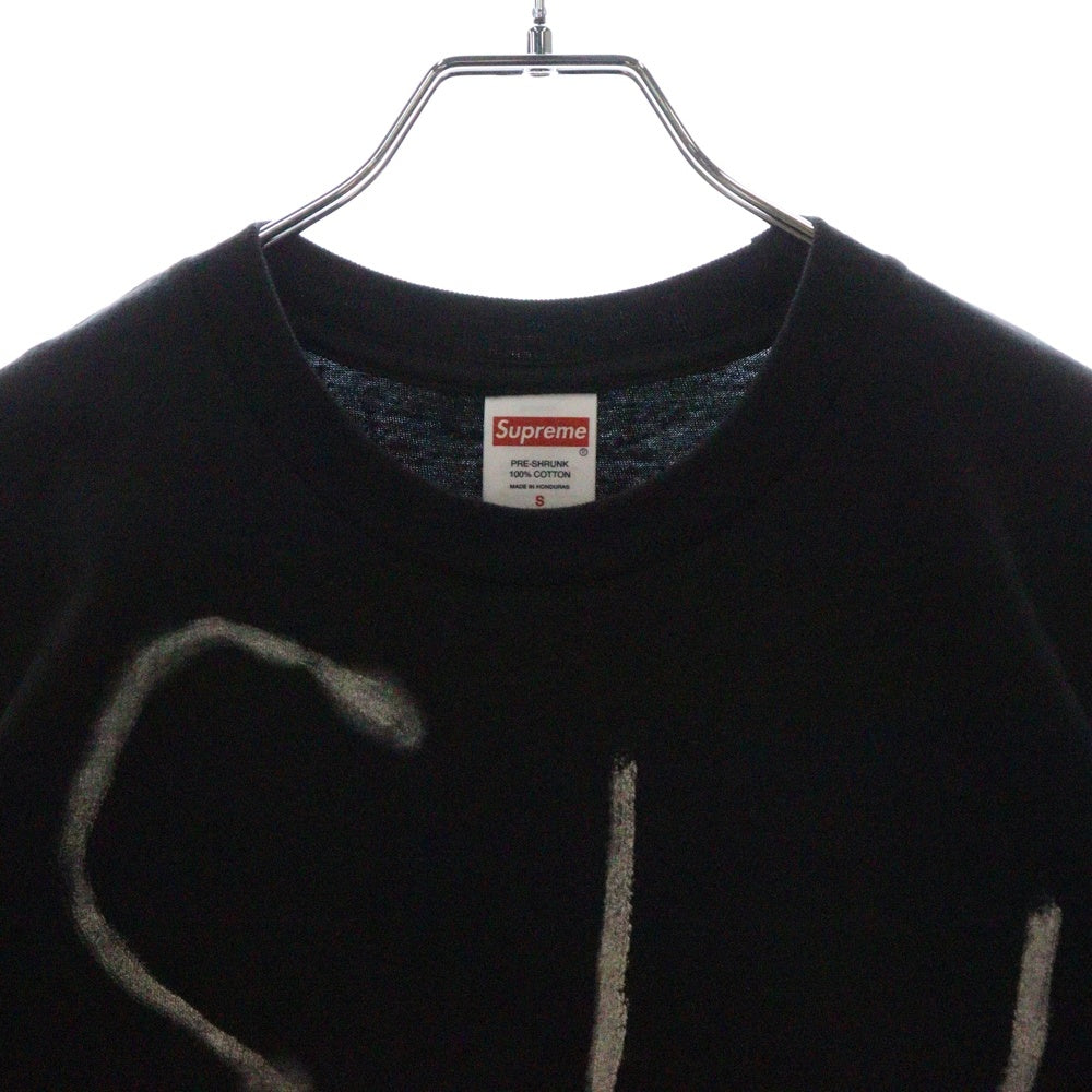 SUPREME(シュプリーム) 25SS Painted Tee ペインテッド ロゴプリント クルーネック 半袖Tシャツ カットソー ブラック