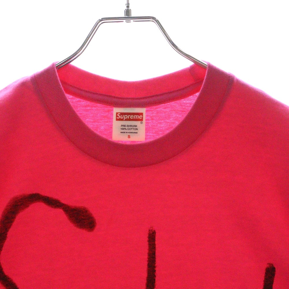 SUPREME(シュプリーム) 25SS Painted Tee ペインテッド ロゴプリント クルーネック 半袖Tシャツ カットソー ピンク