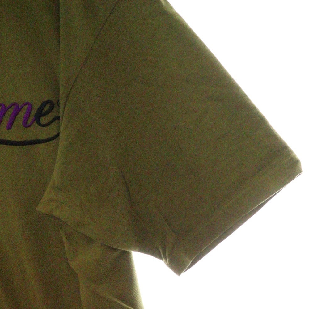 SUPREME(シュプリーム) 24AW Cursive S/S Top カーシブ ロゴ刺繍 クルーネック 半袖Tシャツ カットソー オリーブ