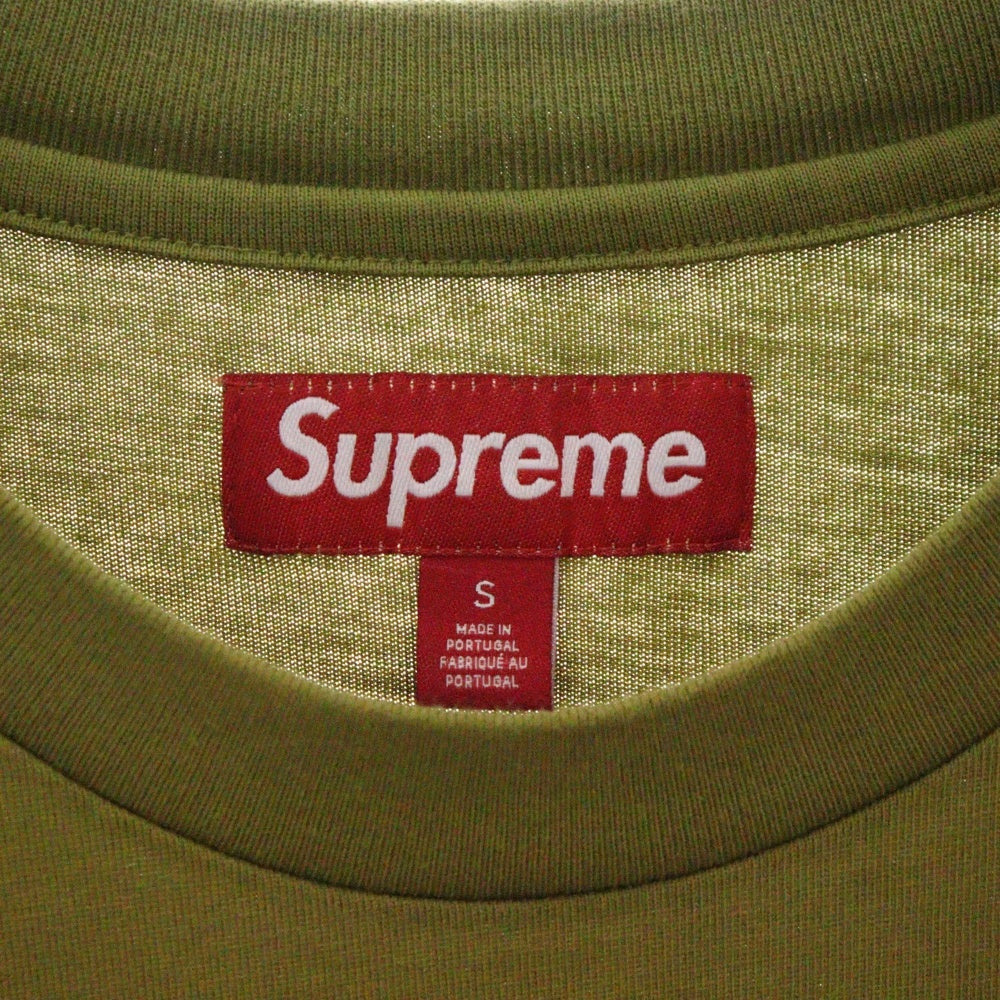 SUPREME(シュプリーム) 24AW Cursive S/S Top カーシブ ロゴ刺繍 クルーネック 半袖Tシャツ カットソー オリーブ