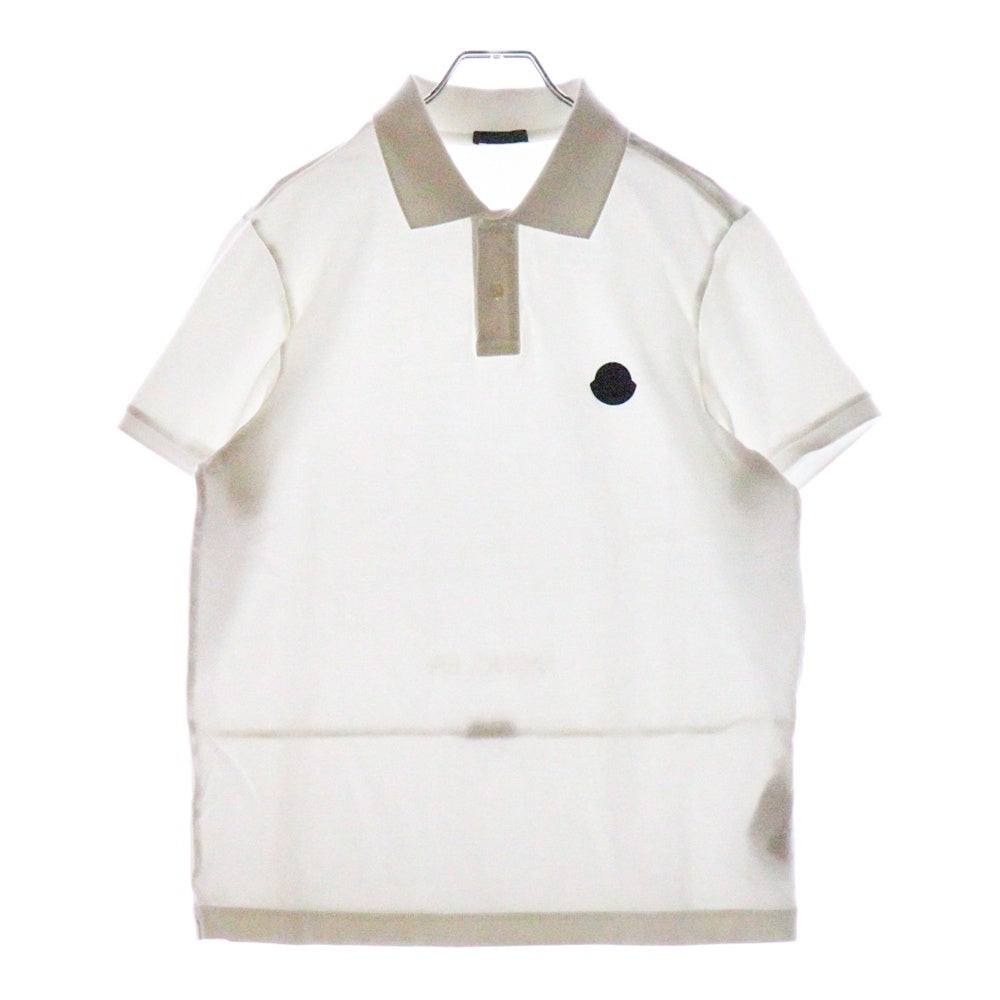 MONCLER(モンクレール) 23AW ラバーロゴ コットン 半袖ポロシャツ ホワイト I20918A00011 84556