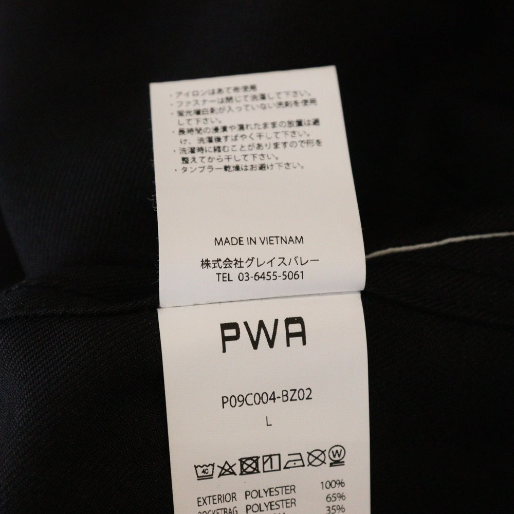 PWA(プア) ポリエステル ジップアップ ジャケット ブルゾン ブラック P09C004-BZ02