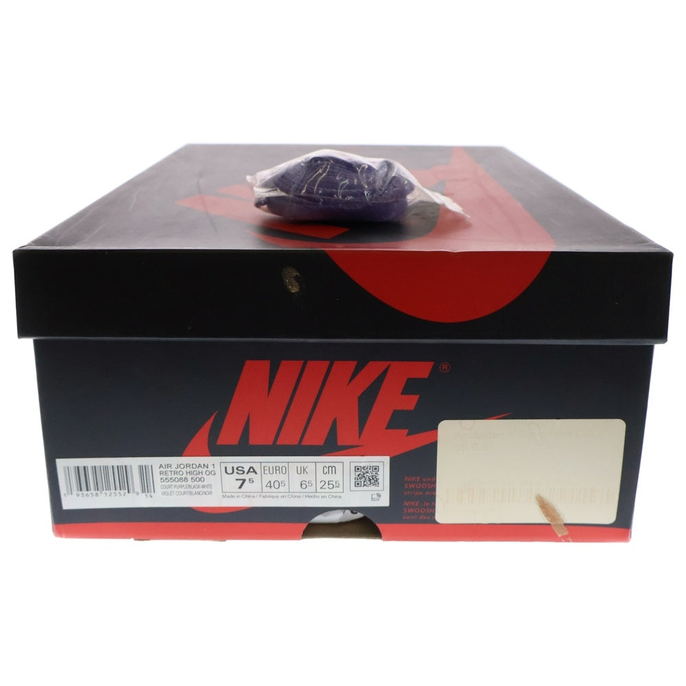 NIKE(ナイキ) AIR JORDAN 1 RETRO HIGH OG COURT PURPLE エアジョーダン1 レトロ コートパープル ハイカットスニーカー ホワイト/パープル US7.5/25.5cm 555088-500