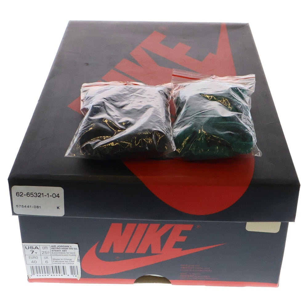 NIKE(ナイキ) AIR JORDAN 1 RETRO HIGH OG GS BLACK CRIMSON TINT エアジョーダン1 ブラッククリムゾン ティント ハイカットスニーカー US7Y/25.0cm 575441-081