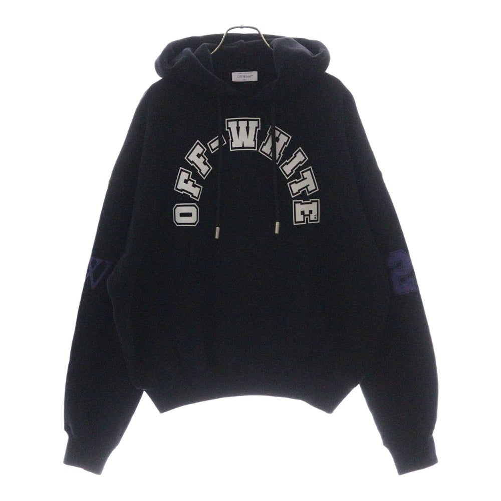 OFF-WHITE(オフホワイト) 24SS FELPA HOODIE FOOTBALL フロントロゴプリント フットボール スウェット プルオーバーパーカー ブラック OMBB118S24FLE005