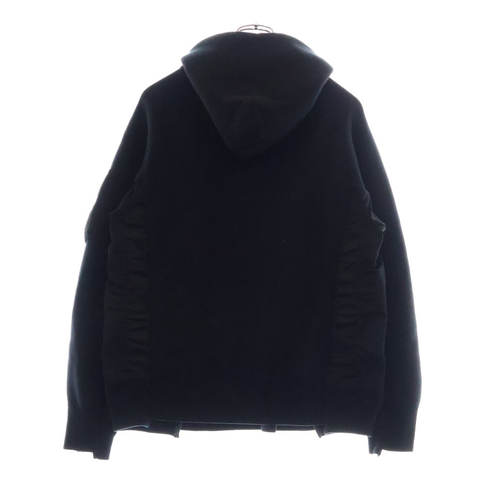 Sacai(サカイ) 19AW Sponge Sweat MA-1 Hoodie ナイロン切り替え スウェット プルオーバーパーカー ブラック SCM-033