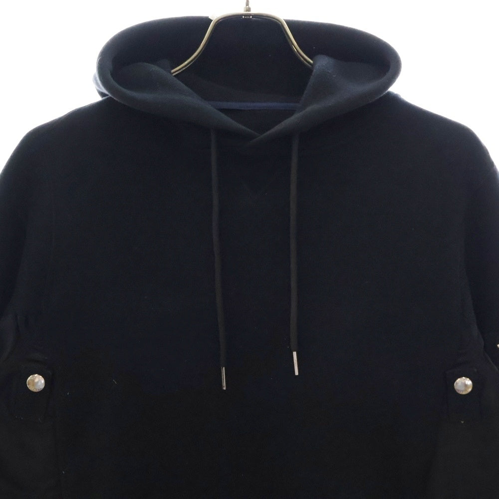 Sacai(サカイ) 19AW Sponge Sweat MA-1 Hoodie ナイロン切り替え スウェット プルオーバーパーカー ブラック SCM-033