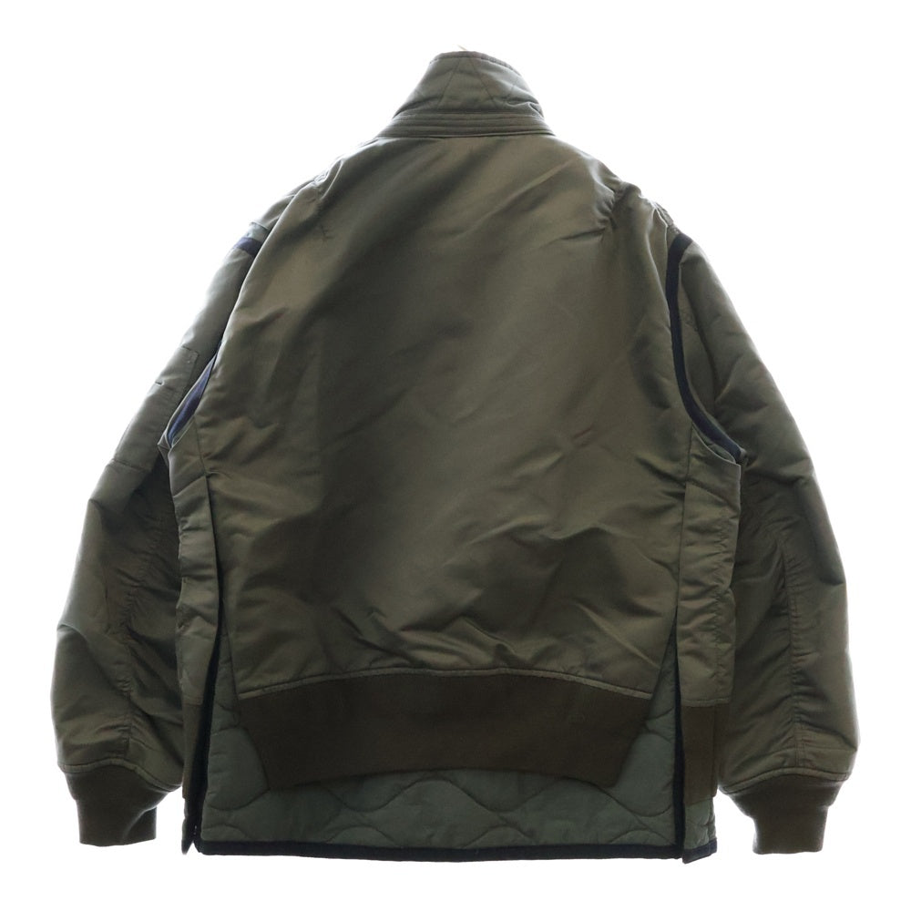 Sacai(サカイ) 22AW Nylon twill mix Blouson ナイロン ツイル ミックス ドッキング ブルゾン ジップアップ ボンバージャケット カーキ 22-02824M