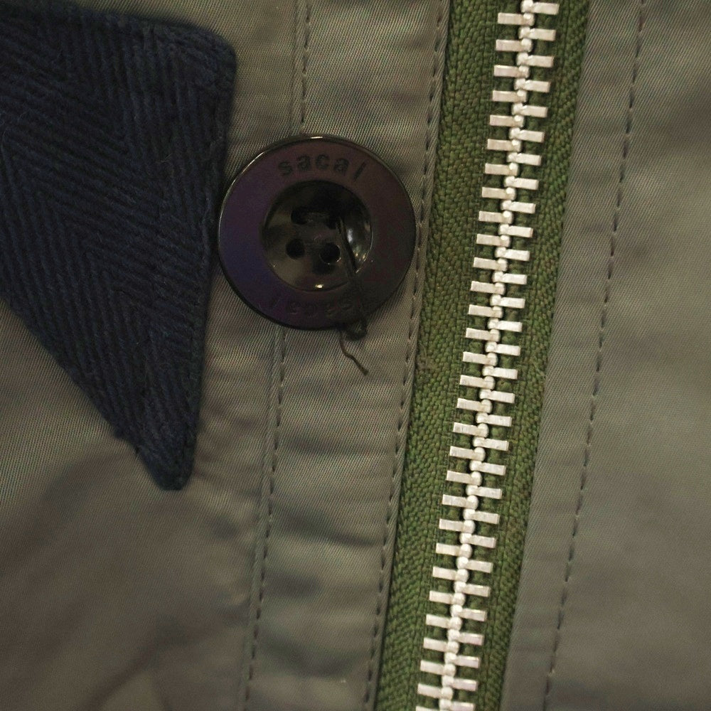 Sacai(サカイ) 22AW Nylon twill mix Blouson ナイロン ツイル ミックス ドッキング ブルゾン ジップアップ ボンバージャケット カーキ 22-02824M