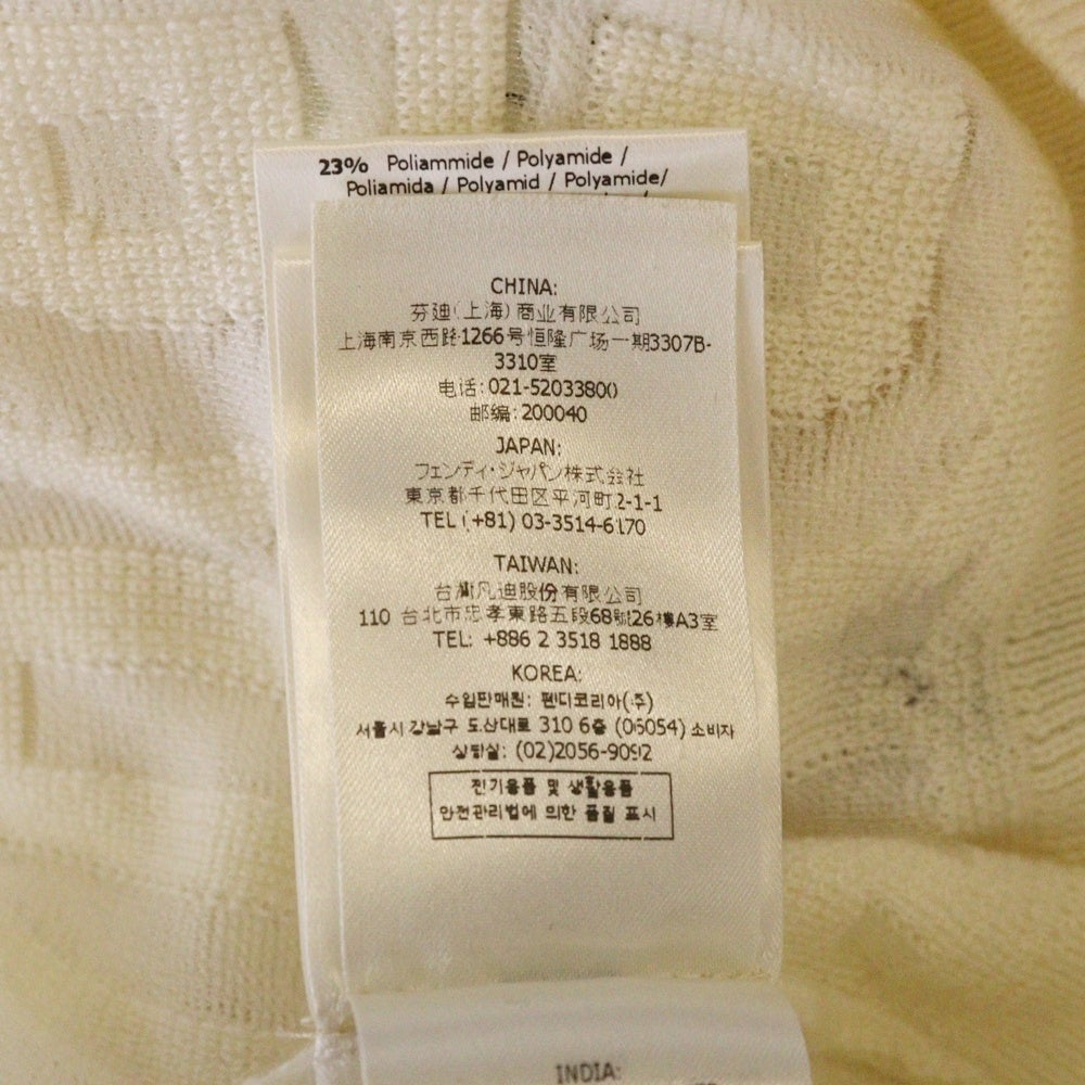 FENDI(フェンディ) 22SS×MARC JACOBS マークジェイコブス ウール ロゴ総柄 クルーネック ニットセーター アイボリー レディース FZX131