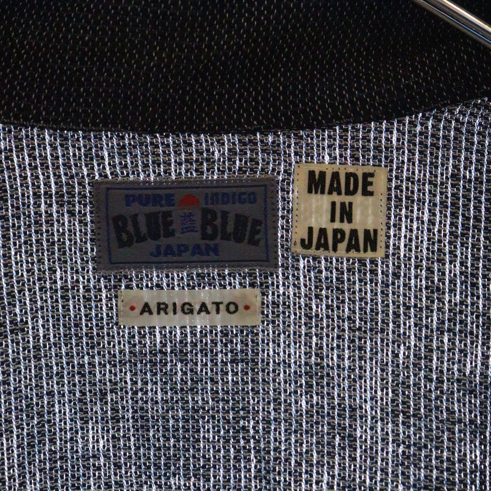 BLUE BLUE(ブルーブルー) ショールカラー 麻ロングジャケット ネイビー