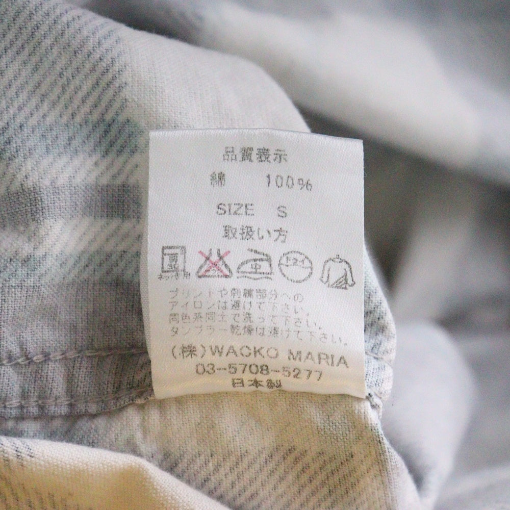 WACKO MARIA(ワコマリア) チェック総柄 ロングスリーブ コットン 長袖シャツ ブルー