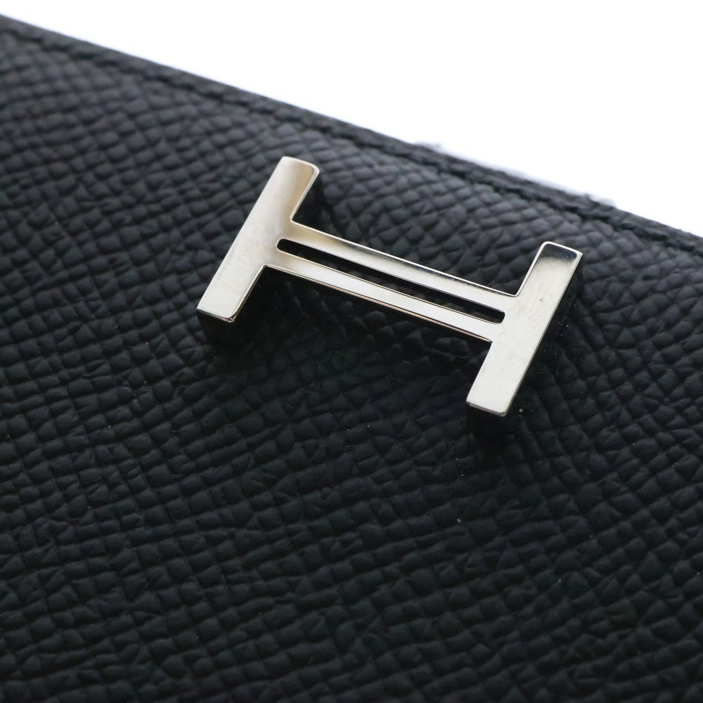 HERMES(エルメス) ベアン コンパクトタッチ ヴォーエプソン アリゲーター レザー ウォレット 二つ折り財布 ブラック B刻印 シルバー金具