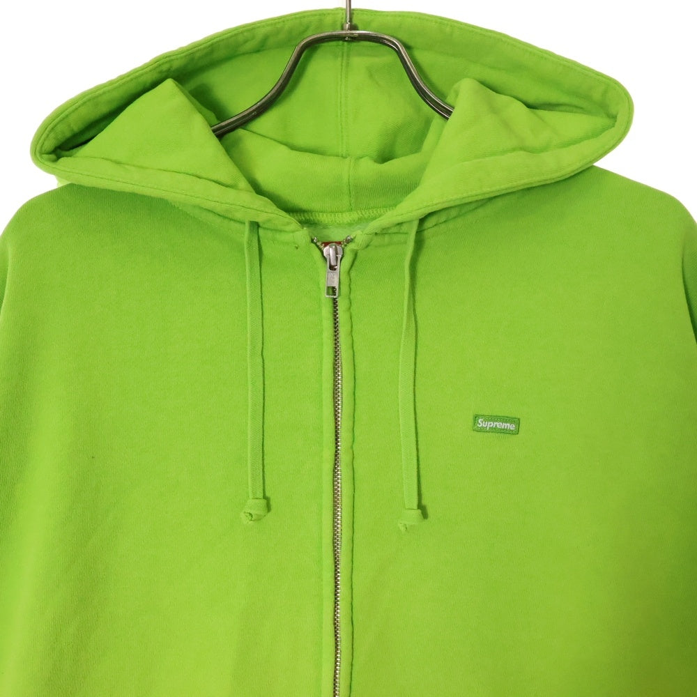 SUPREME(シュプリーム) 24SS Overdyed Small Box Zip Up Hooded Sweatshirtb オーバーダイ スモールボックスロゴ刺繍 スウェット ジップアップ パーカー ライム