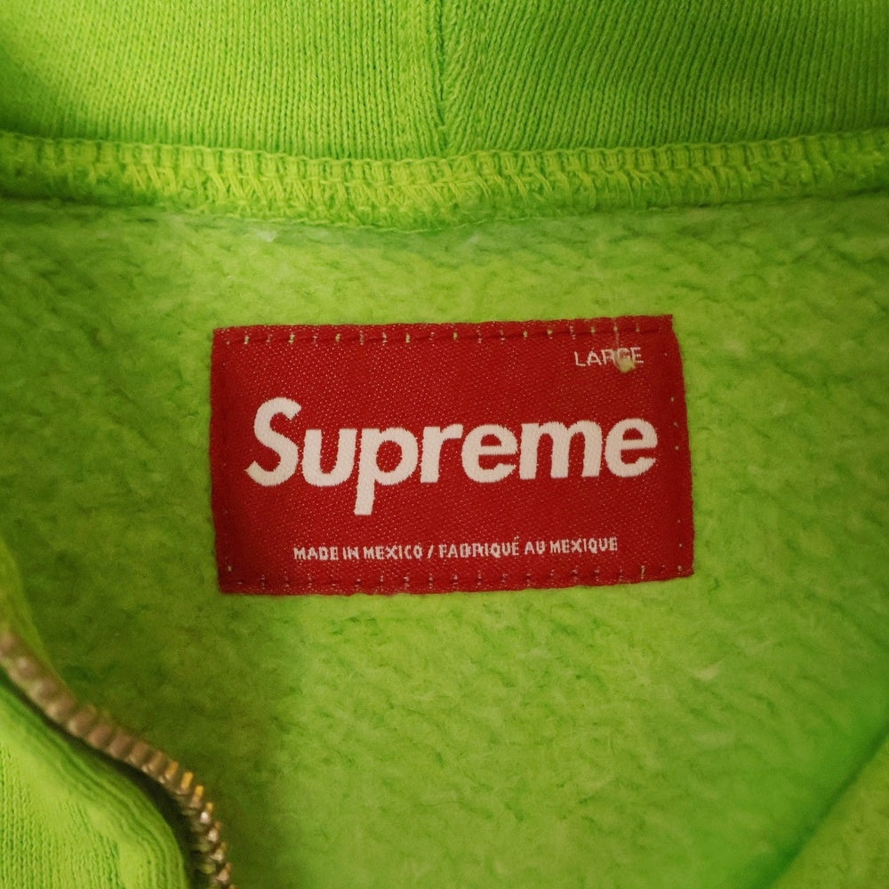 SUPREME(シュプリーム) 24SS Overdyed Small Box Zip Up Hooded Sweatshirtb オーバーダイ スモールボックスロゴ刺繍 スウェット ジップアップ パーカー ライム