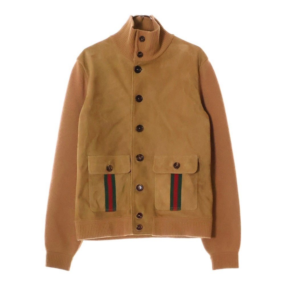 GUCCI(グッチ) ウェブ スエード ボンバー ジャケット ブラウン 764343