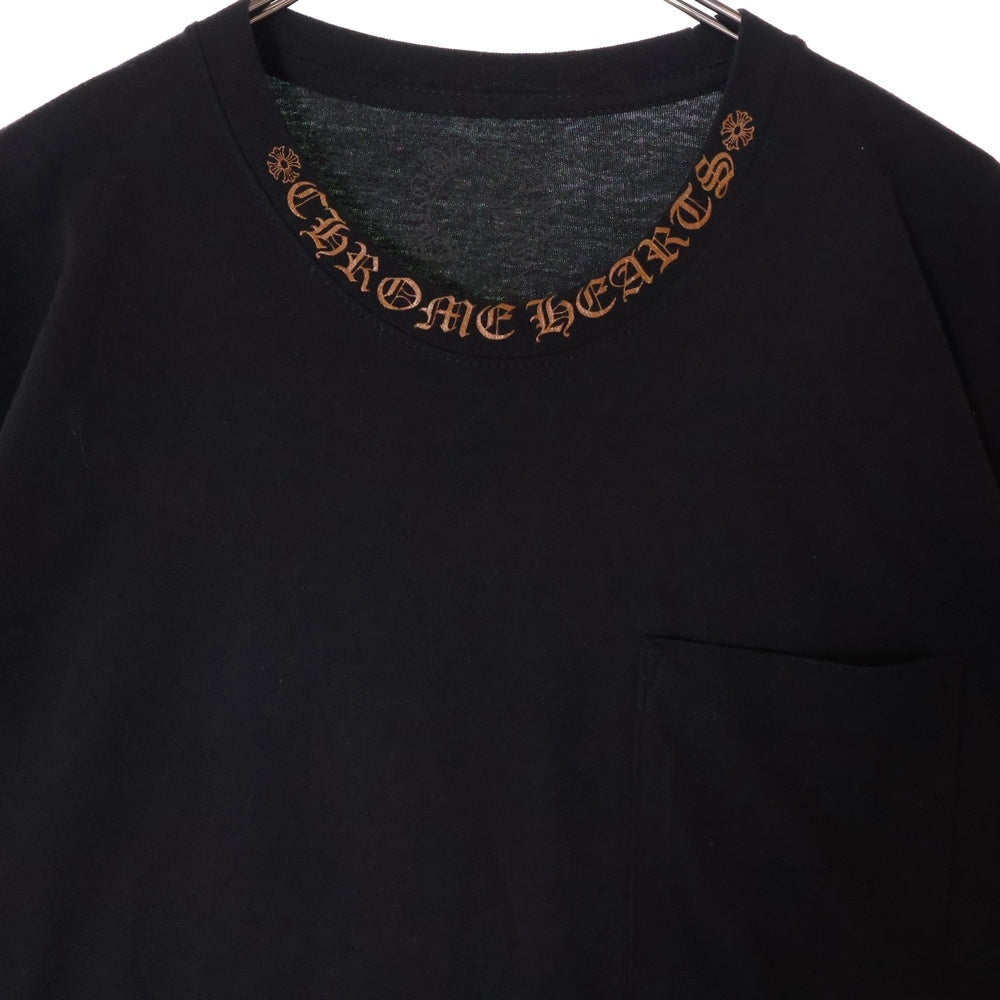 CHROME HEARTS(クロムハーツ) CH T-SHRT 1 ネックロゴプリント半袖Tシャツ ブラック/ブラウン