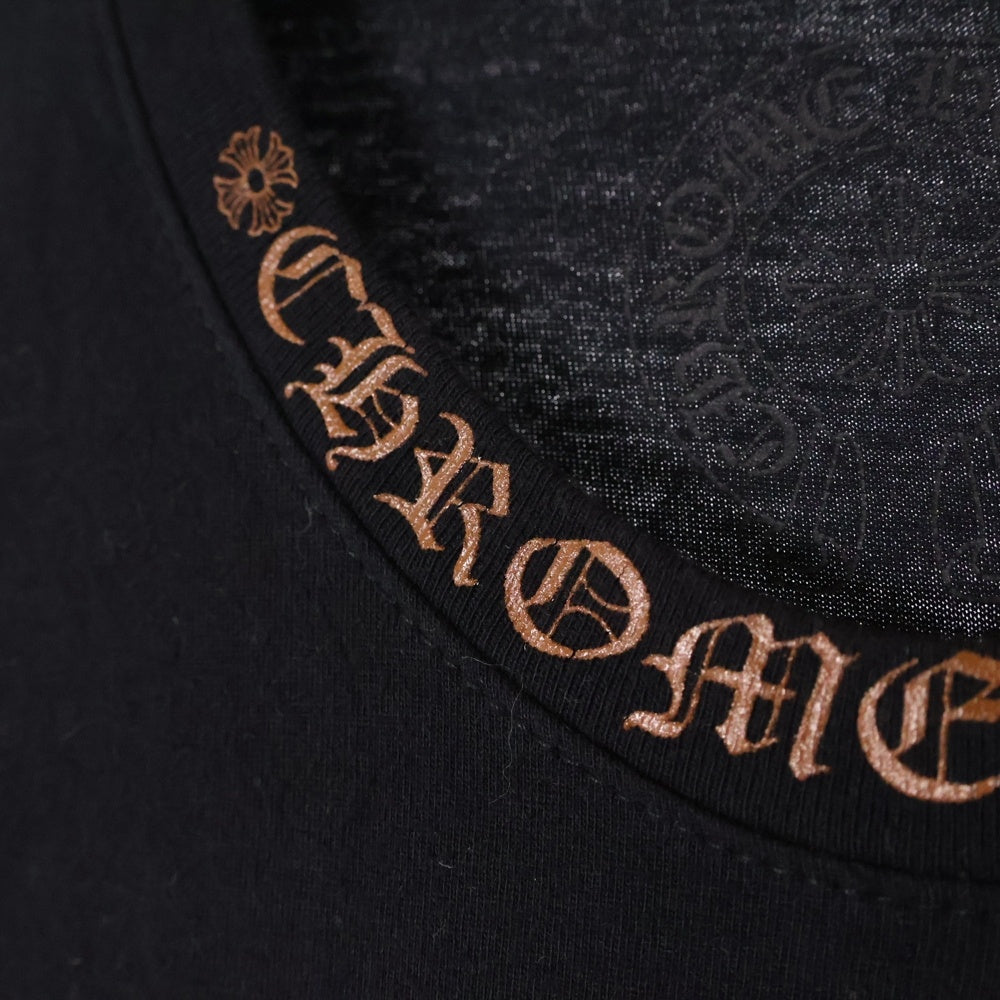 CHROME HEARTS(クロムハーツ) CH T-SHRT 1 ネックロゴプリント半袖Tシャツ ブラック/ブラウン
