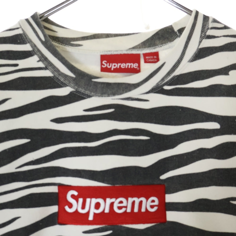 SUPREME(シュプリーム) 22AW Box Logo Crewneck Zebra ゼブラ柄 ボックスロゴ クルーネック スウェットトレーナー ブラック/ホワイト