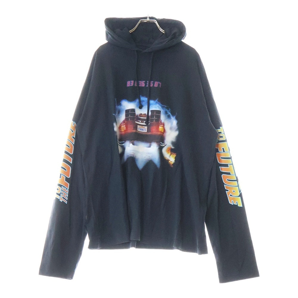 VTMNTS(ブイティーエムエヌティーエス) 22SS BACK TO THE FUTURE HOODIE バックトゥザフューチャー グラフィックプリント プルオーバーパーカー ブラック VL12TR400B
