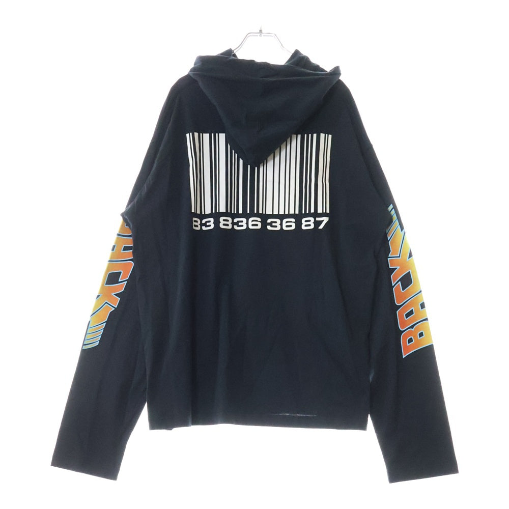 VTMNTS(ブイティーエムエヌティーエス) 22SS BACK TO THE FUTURE HOODIE バックトゥザフューチャー グラフィックプリント プルオーバーパーカー ブラック VL12TR400B