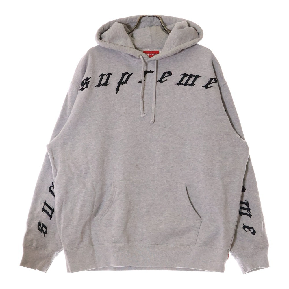 SUPREME(シュプリーム) 21AW Raised Embroidery Hooded Sweatshirt レイズド ロゴ刺繍 スウェット プルオーバーパーカー グレー
