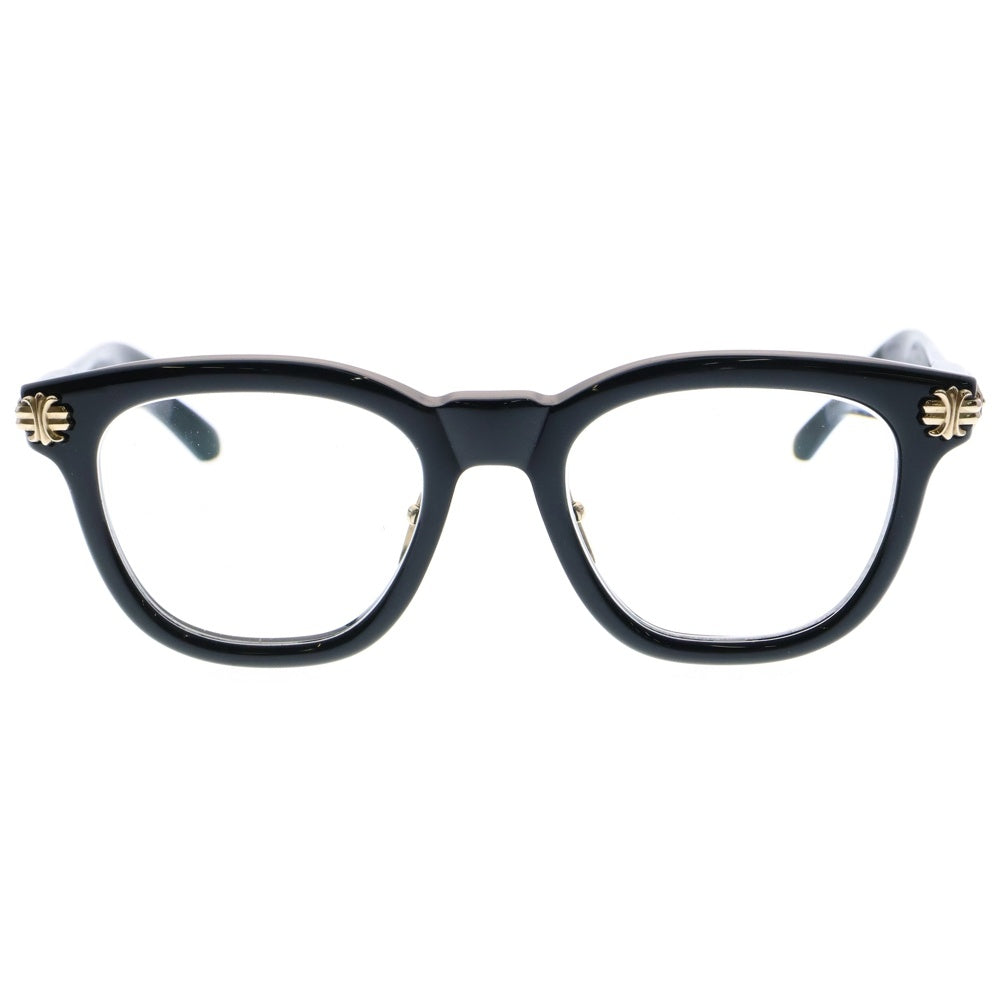 CHROME HEARTS(クロムハーツ) SMOKE SHOW-A スモークショー CHプラス テンプル ウェリントン アイウェア メガネ 眼鏡 度入り ブラック/ゴールド