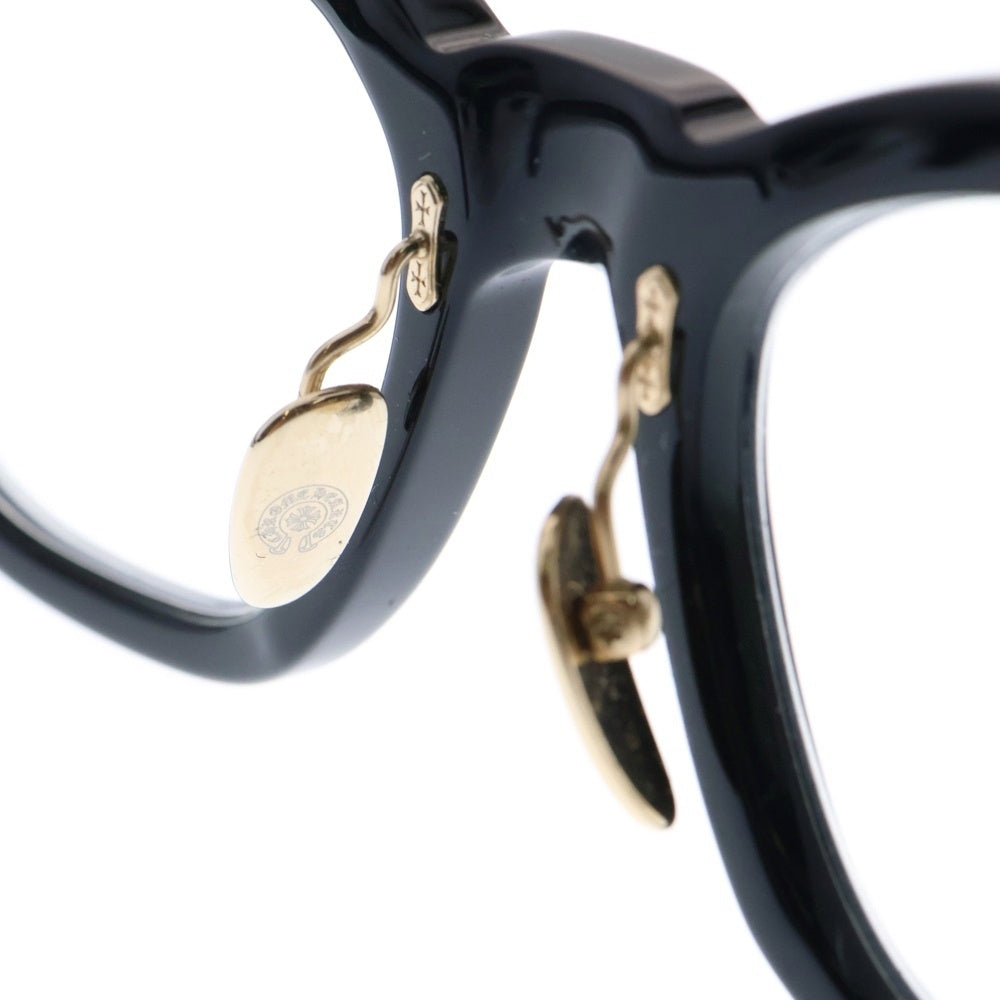 CHROME HEARTS(クロムハーツ) SMOKE SHOW-A スモークショー CHプラス テンプル ウェリントン アイウェア メガネ 眼鏡 度入り ブラック/ゴールド