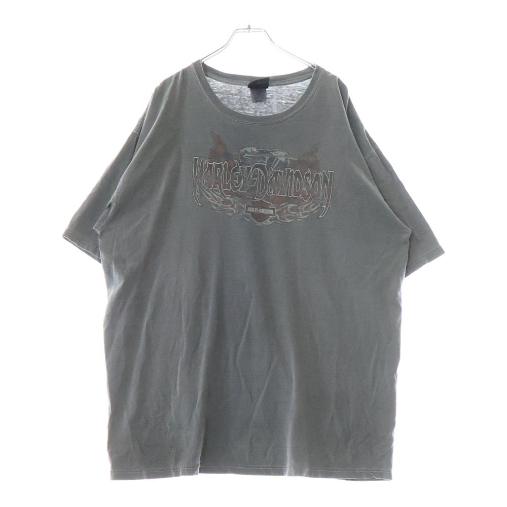 VINTAGE(ヴィンテージ) 00S HARLEY DAVIDSON ヴィンテージ ハーレーダビッドソン 両面プリント クルーネック 半袖Tシャツカットソー チャコールグレー