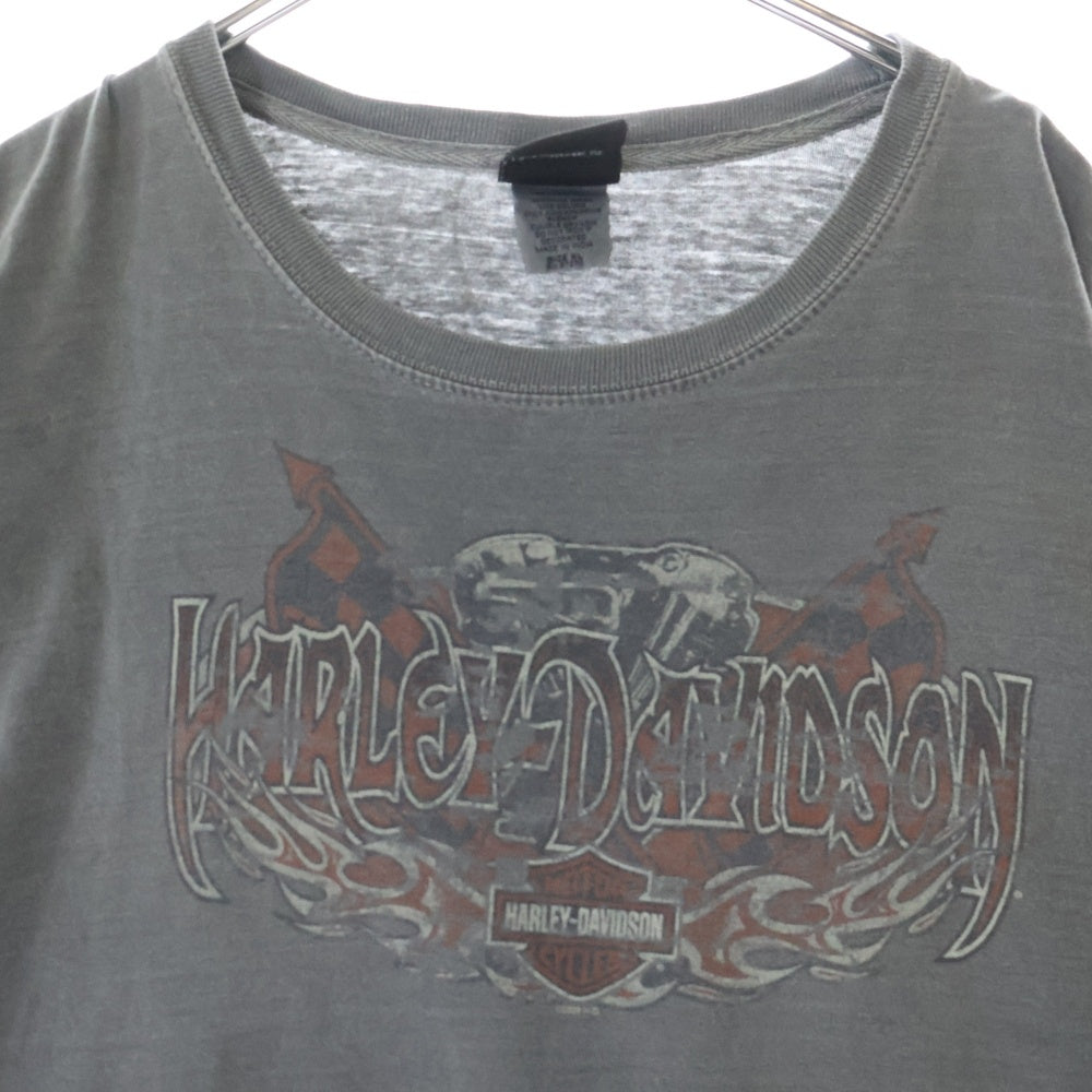 VINTAGE(ヴィンテージ) 00S HARLEY DAVIDSON ヴィンテージ ハーレーダビッドソン 両面プリント クルーネック 半袖Tシャツカットソー チャコールグレー