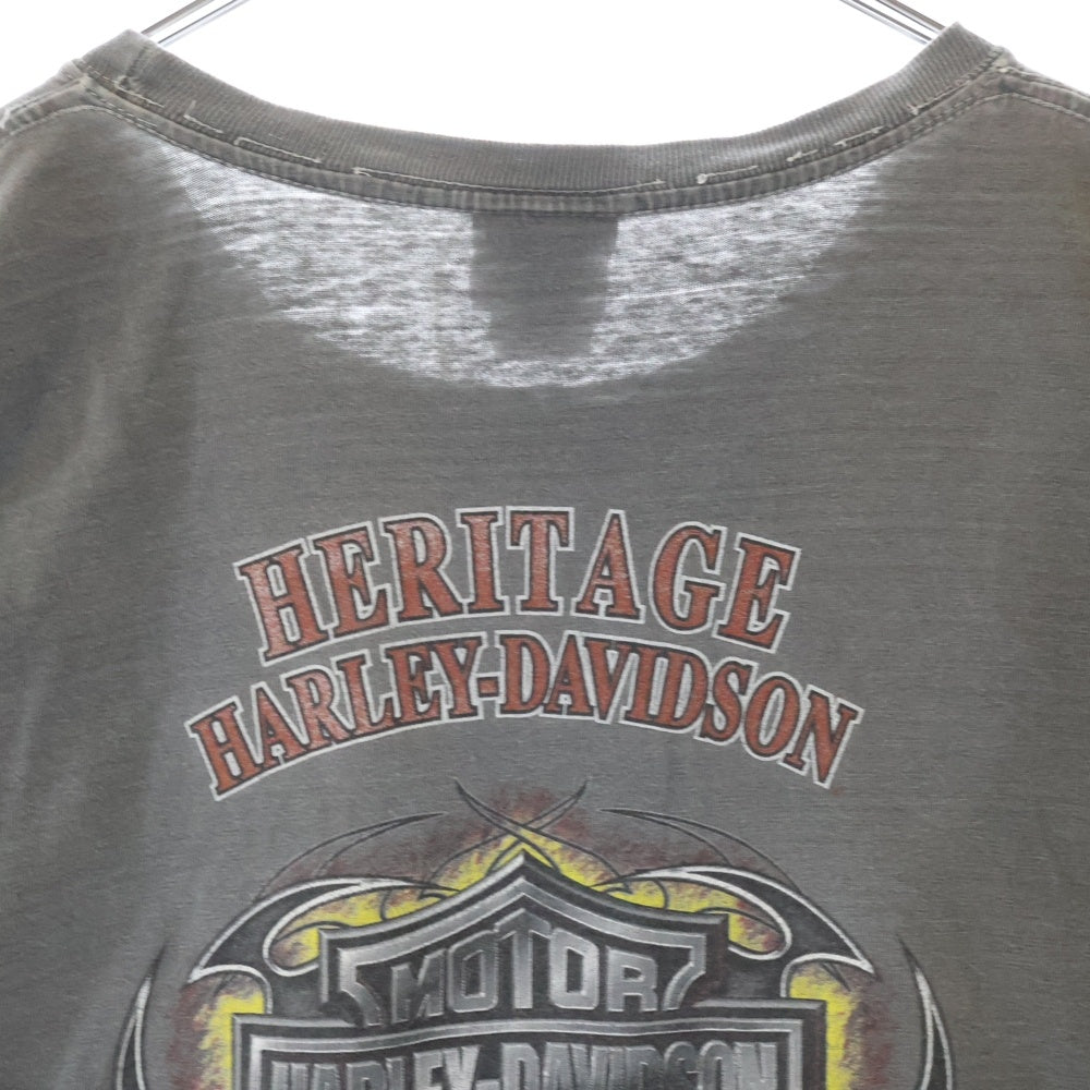 VINTAGE(ヴィンテージ) 00S HARLEY DAVIDSON ヴィンテージ ハーレーダビッドソン 両面プリント クルーネック 半袖Tシャツカットソー チャコールグレー