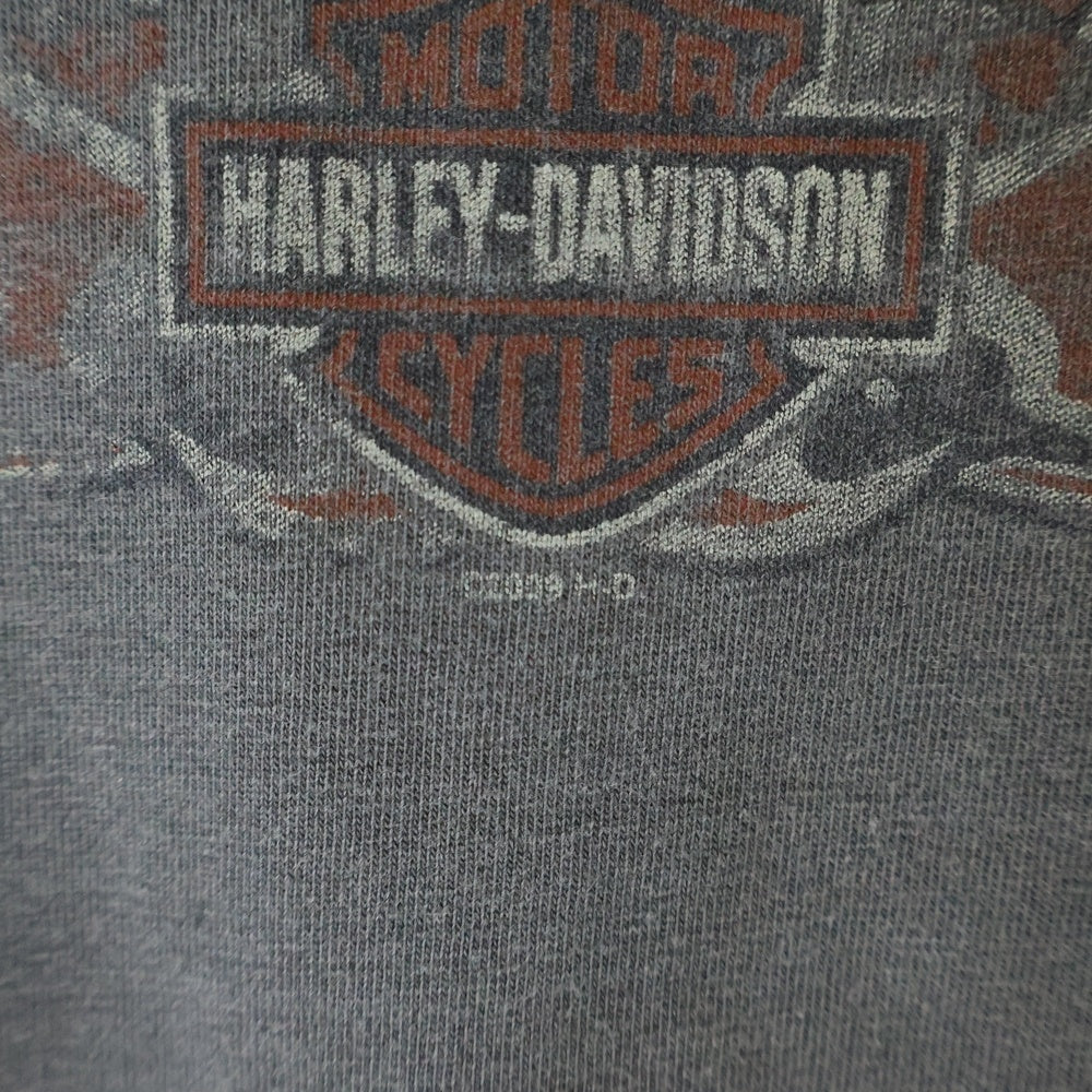VINTAGE(ヴィンテージ) 00S HARLEY DAVIDSON ヴィンテージ ハーレーダビッドソン 両面プリント クルーネック 半袖Tシャツカットソー チャコールグレー
