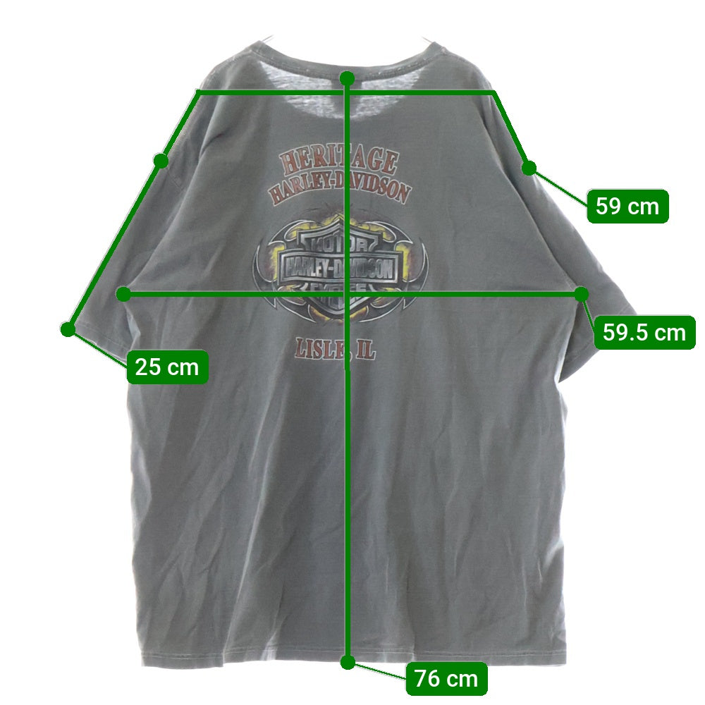 VINTAGE(ヴィンテージ) 00S HARLEY DAVIDSON ヴィンテージ ハーレーダビッドソン 両面プリント クルーネック 半袖Tシャツカットソー チャコールグレー