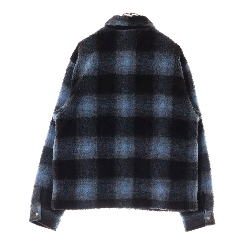 STUSSY(ステューシー) チェック柄 ジップアップ フリースジャケット ブルー/ブラック 110224